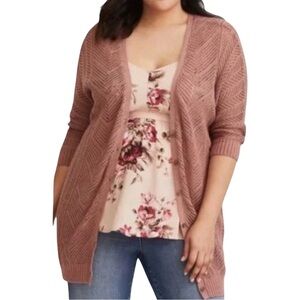 TORRID / 1X / Women's Pointelle Knit Cotton Button Front Bohemian Style Cardigan